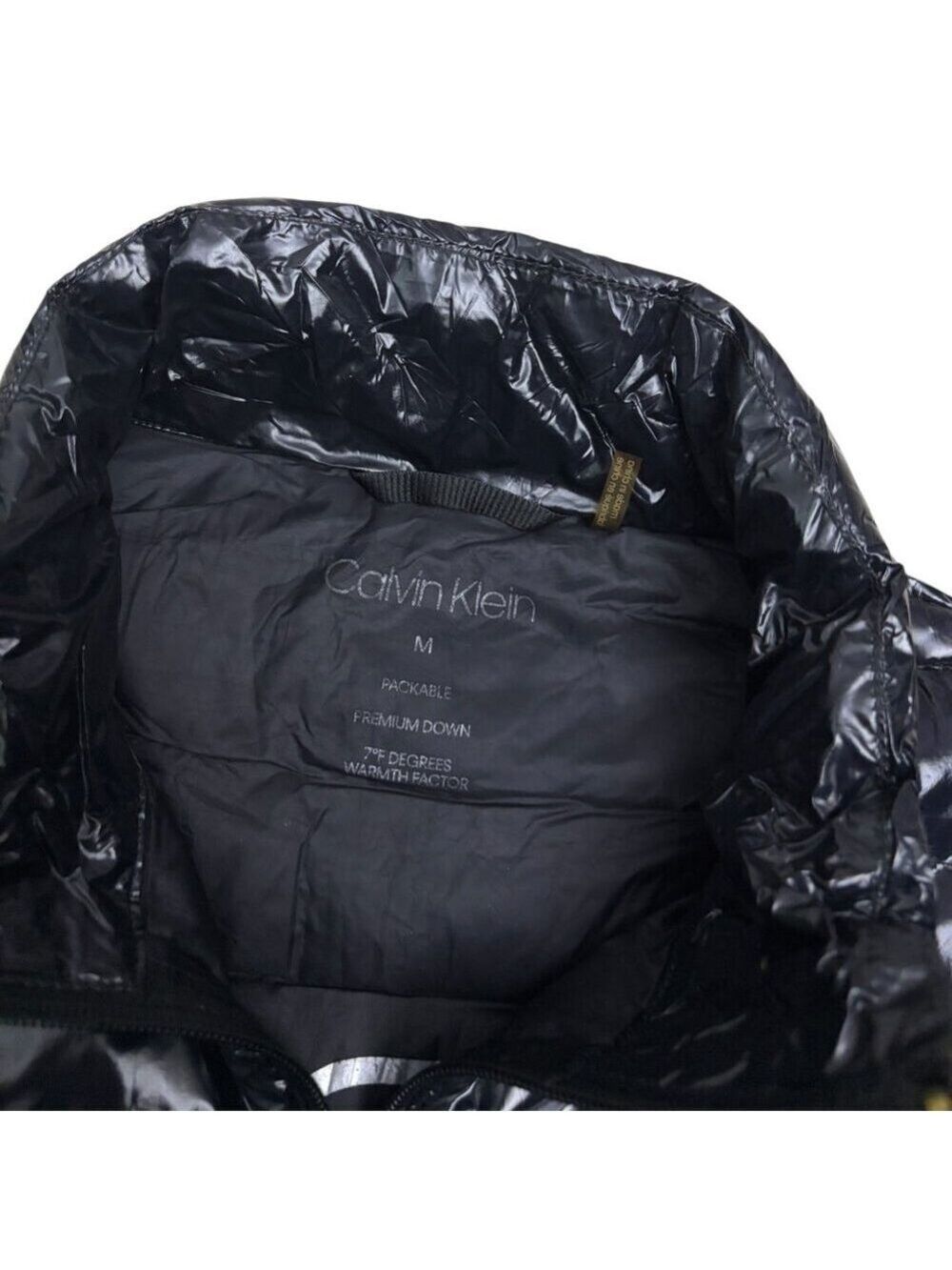CALVIN KLEIN Premium Down Fill Shiny Winter Puffer Parka Jacket Coat Mens Medium - Picture 8 of 8